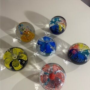 Fifth Avenue Crystal LTD Colorful Glass Art Paperweight Set of 6